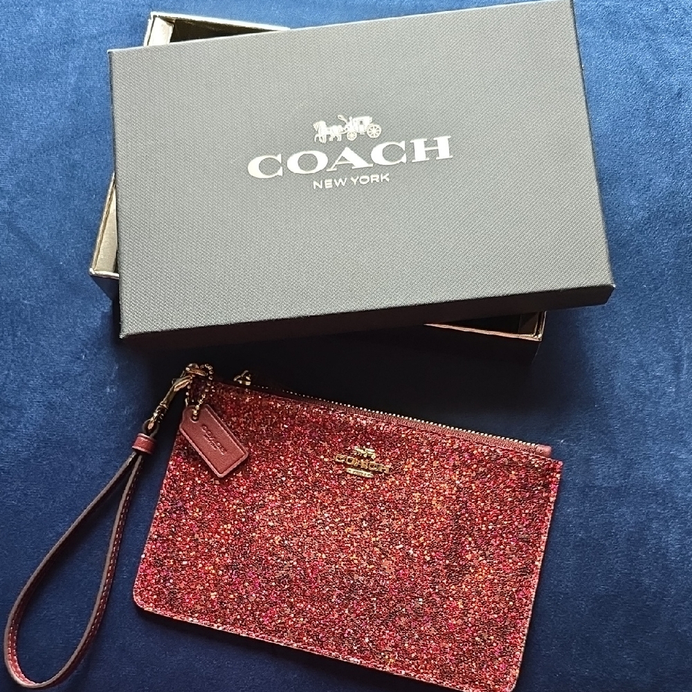 Coach Red Glitter Wristlet